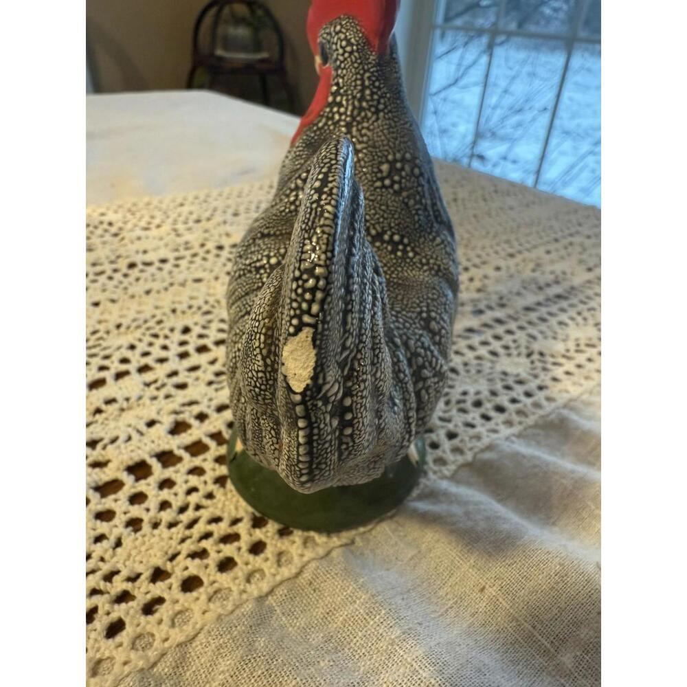 Speckled Ceramic Rooster Figure Signed “MARSH” Chip On Tail 6” Tall Farmhouse - Picture 4 of 5